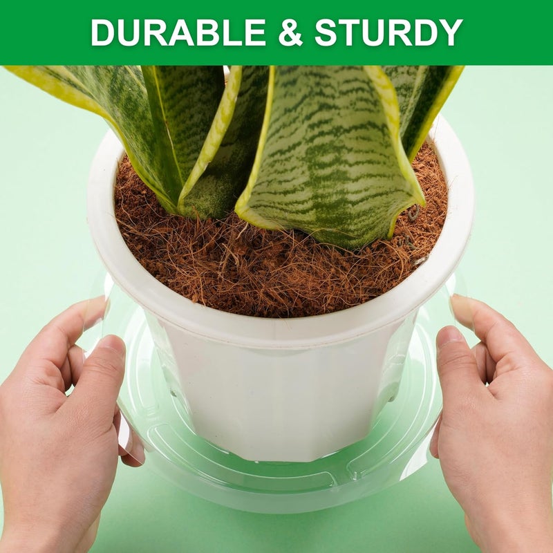CATIFLIN 24 Pack Clear Plant Saucers - 6, 8, 10, 12 Inch Plastic Plant Trays for Pots, Flower Pot Saucers, Indoor & Outdoor Planter Drip Tray for Water Drainage & Protection - Image 4